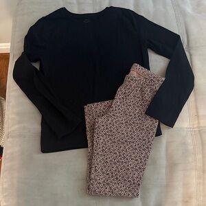 Cat and Jack Outfit Black Long Sleeve Top and Leopard Pants Set Size 8